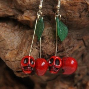 HP!! NWT Punk Boho Skull Cherry Earrings!